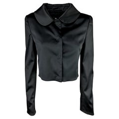 DOLCE & GABBANA - Black Cropped Blazer Jacket with Long Sleeves Size 8US 40EU