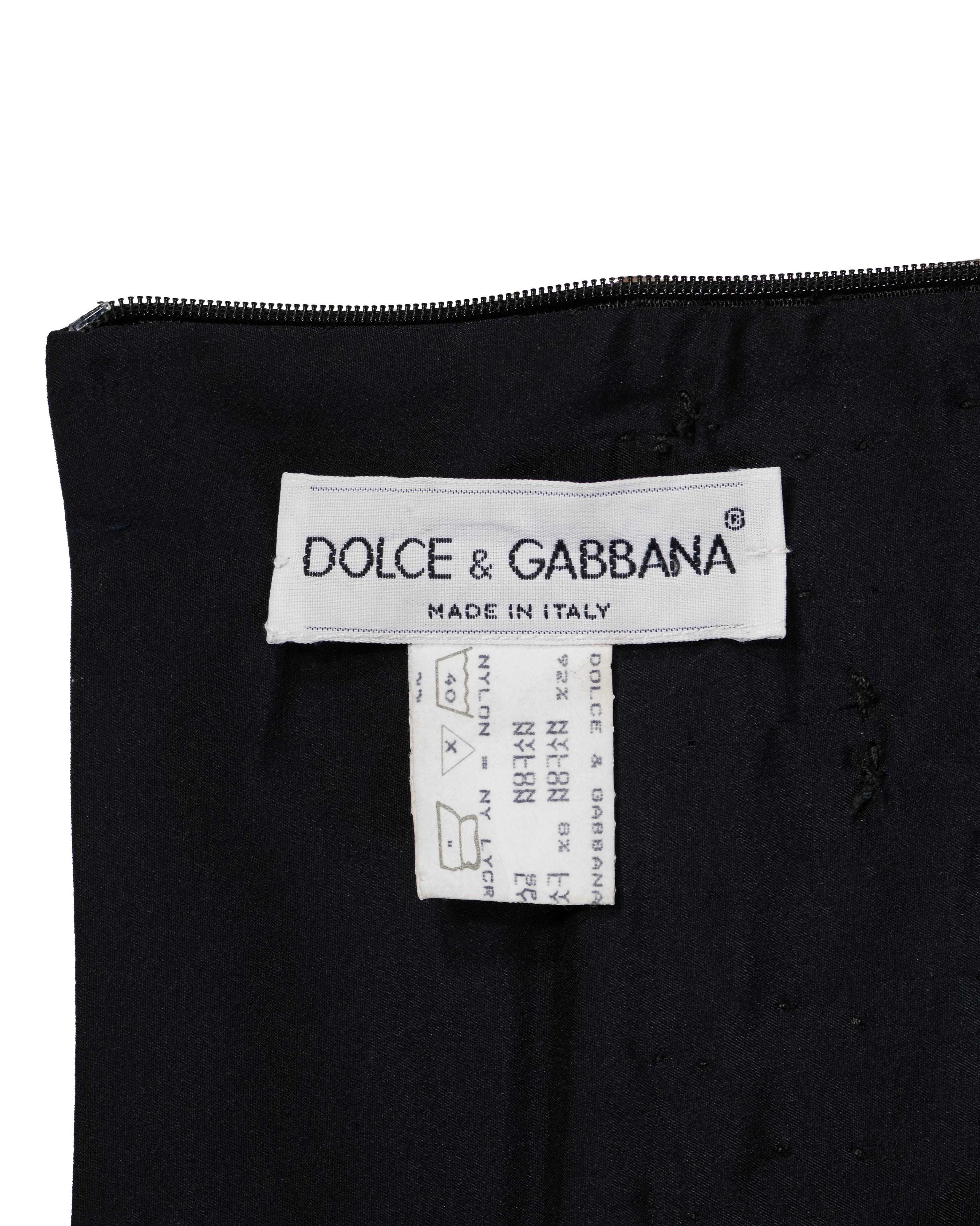 Dolce & Gabbana Black Crystal Adorned Corset, Skirt, Shrug and Gloves, FW 1991 For Sale 7
