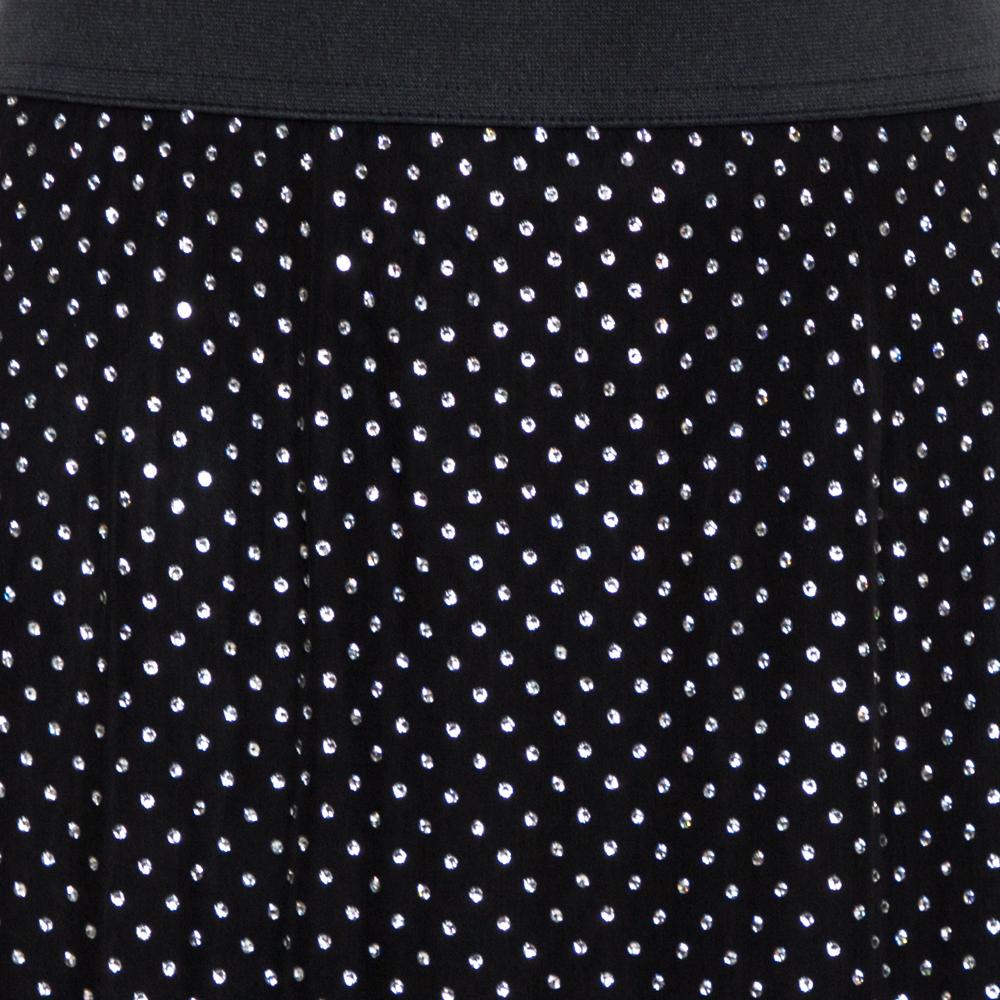 Dolce & Gabbana Black Crystal Embellished Silk Asymmetrical Hem Skirt S 1