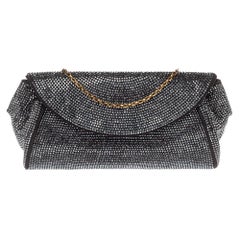 Dolce & Gabbana Black Crystal Embellished Suede Miss Stardust Chain Clutch