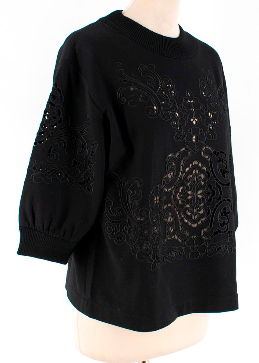 Women's Dolce & Gabbana Black Cut-Out Embroidery Sweatshirt IT 40