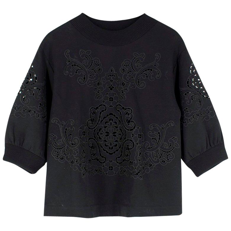 Dolce & Gabbana Black Cut-Out Embroidery Sweatshirt IT 40