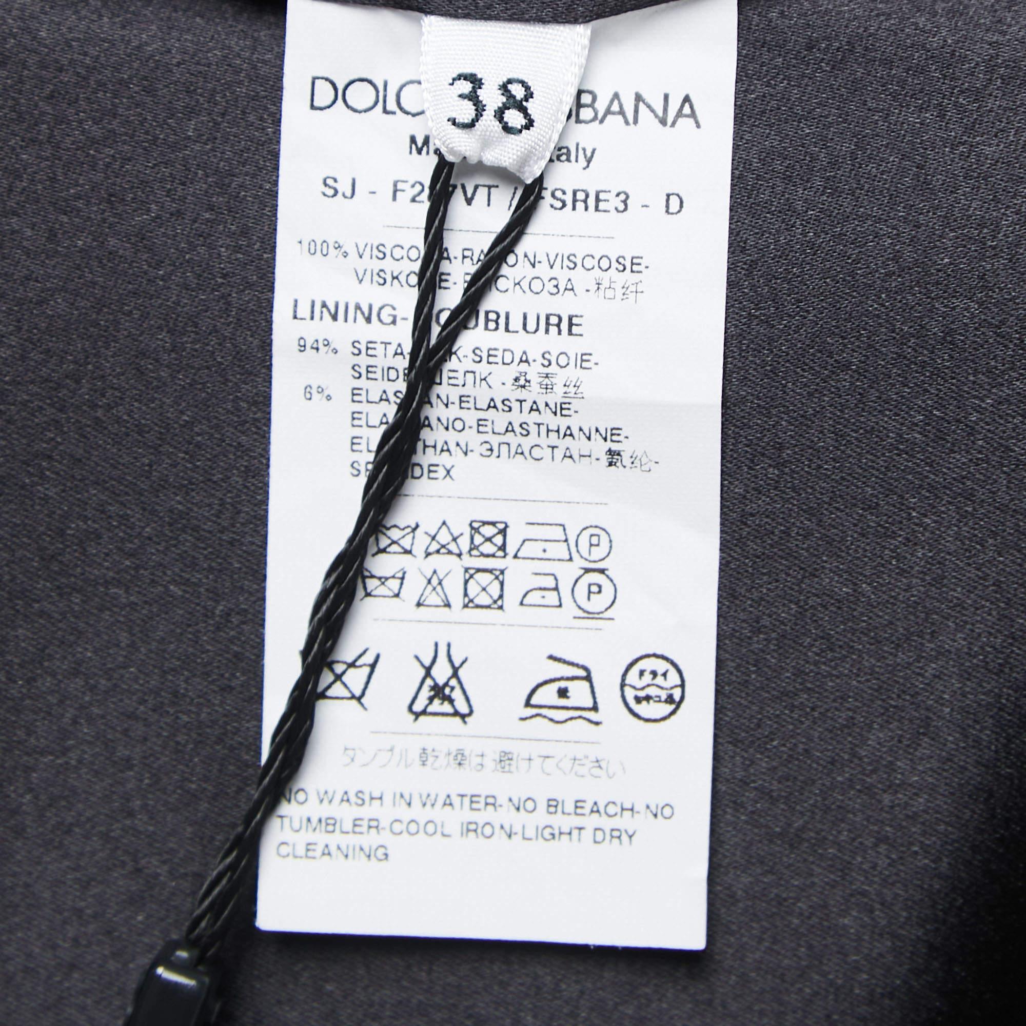Dolce & Gabbana Black Daisy Print Crepe Double Breasted Blazer S 1