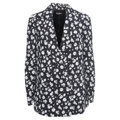 Dolce & Gabbana Black Daisy Print Crepe Double Breasted Blazer S