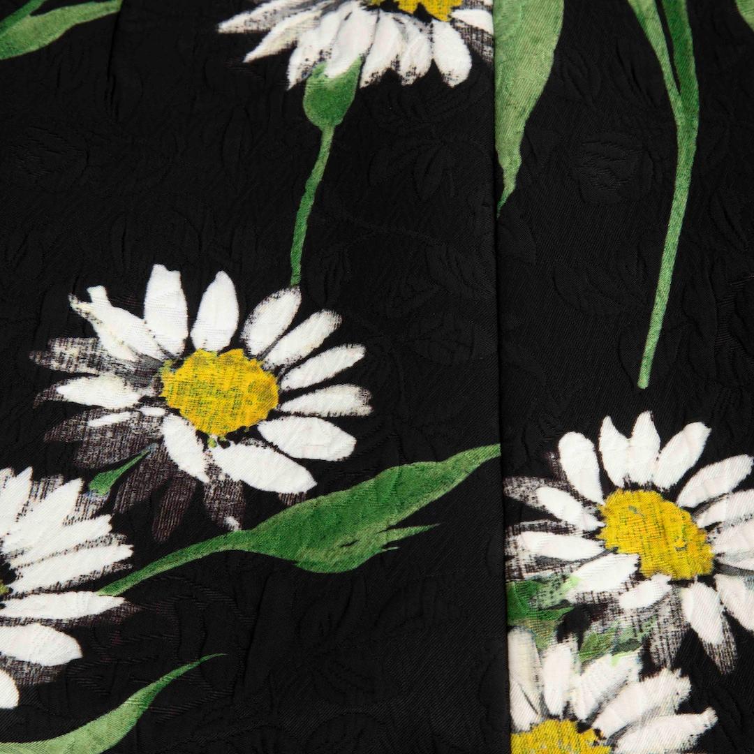 Nero Dolce & Gabbana - Vestito midi nero con stampa margherita - taglia M in vendita