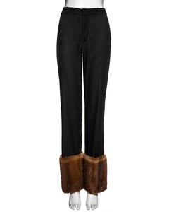 Dolce & Gabbana black denim and mink fur pants, fw 1999