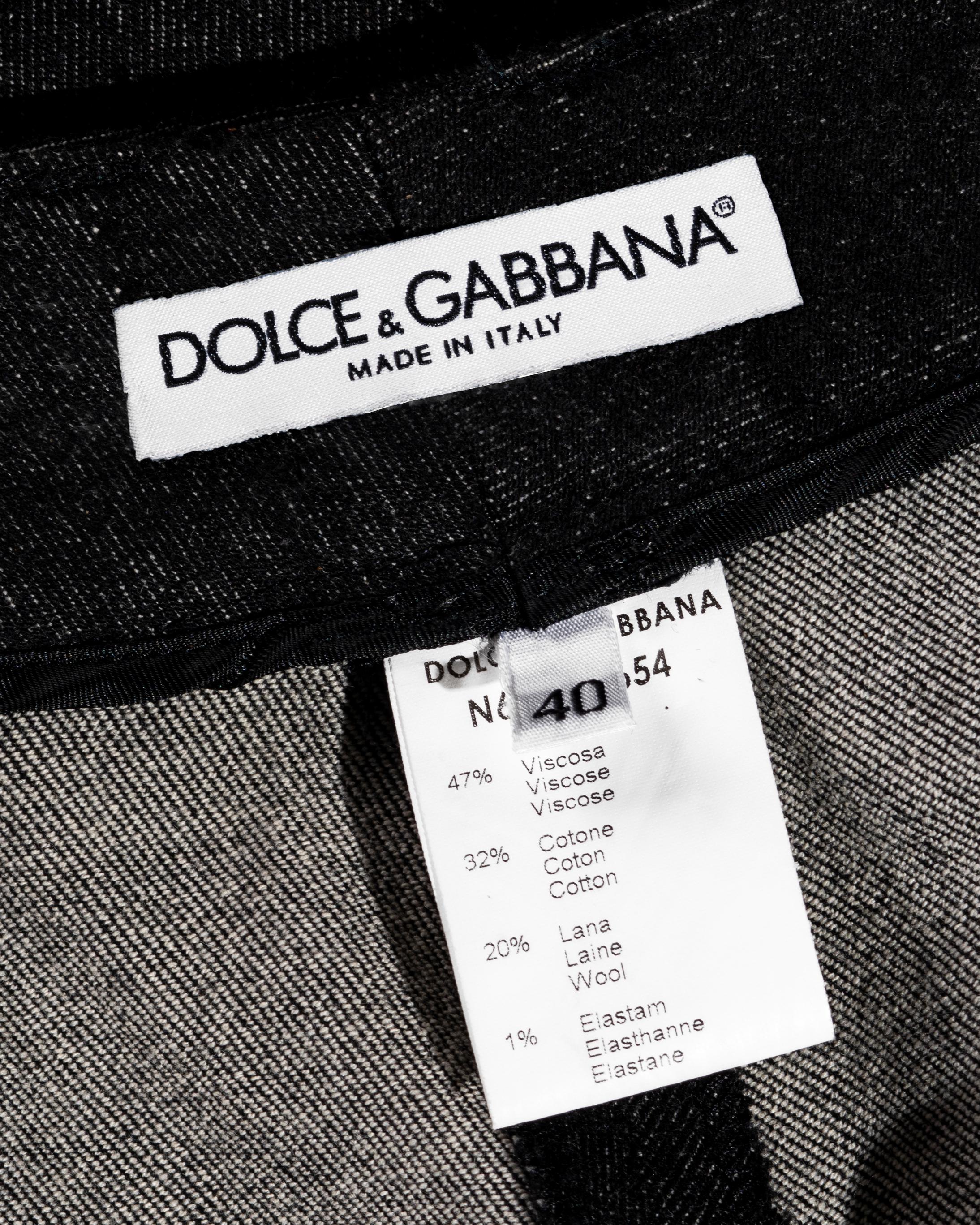 Women's Dolce & Gabbana black denim and mink fur pants, fw 1999 For Sale