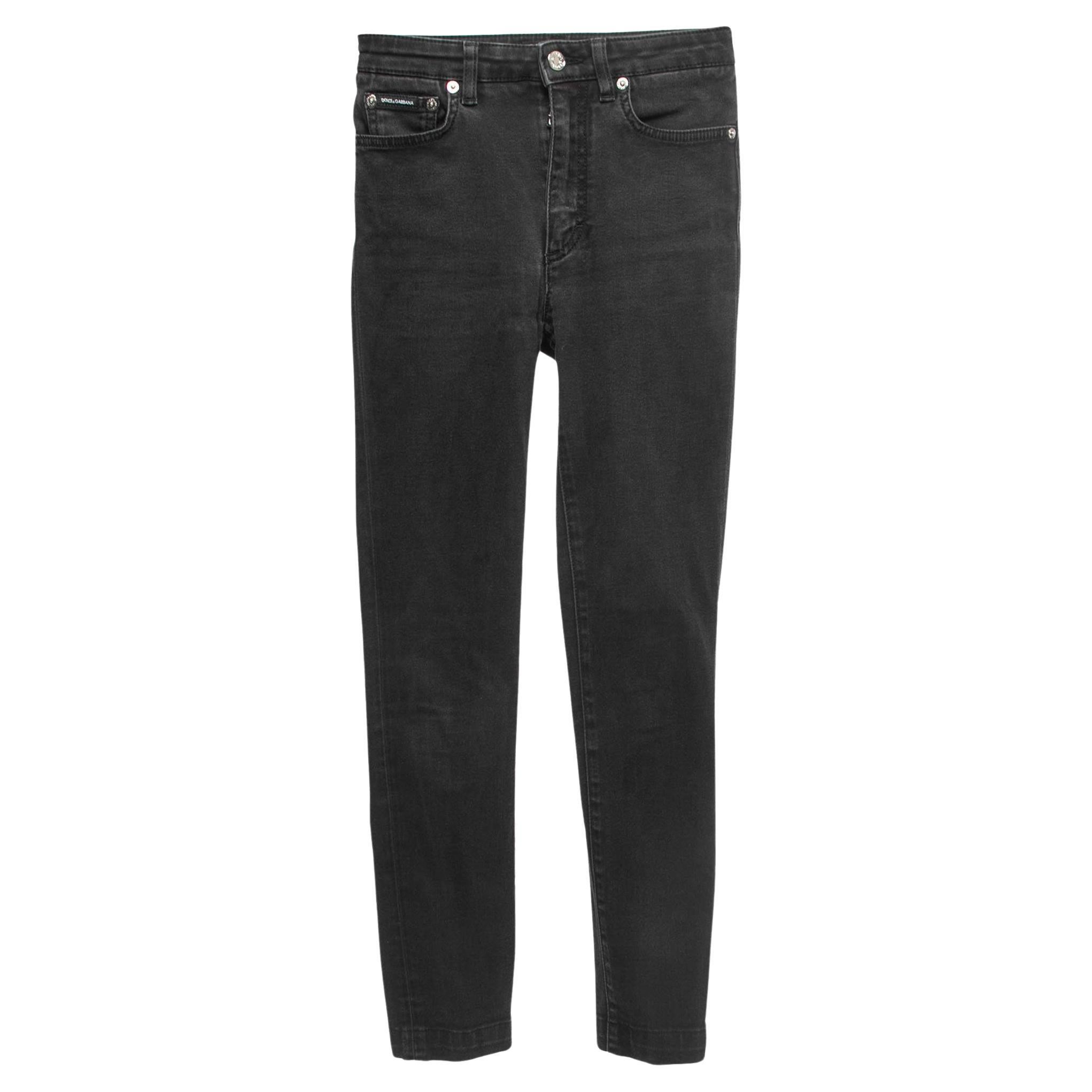 Dolce & Gabbana Black Denim Audrey Skinny Jeans XS Waist 24" For Sale