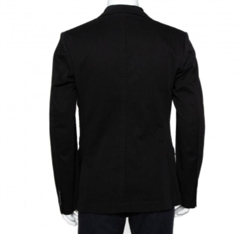 Dolce & Gabbana Black Denim Button Front Blazer XXL For Sale 1