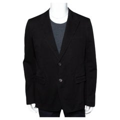 Dolce & Gabbana Black Denim Button Front Blazer XXL
