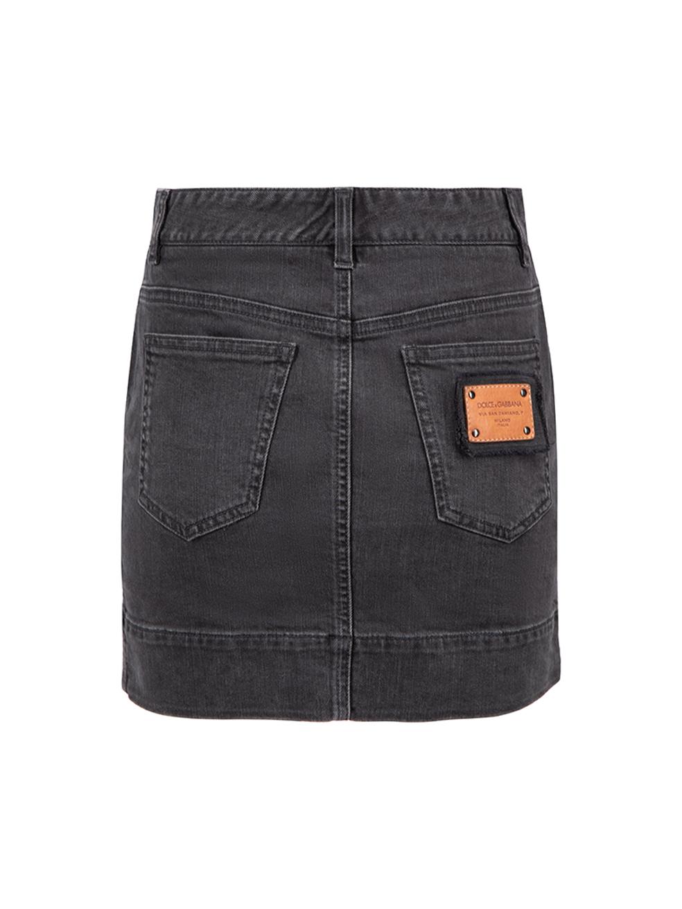 Dolce & Gabbana Black Denim Mini Skirt Size XS In Excellent Condition For Sale In London, GB