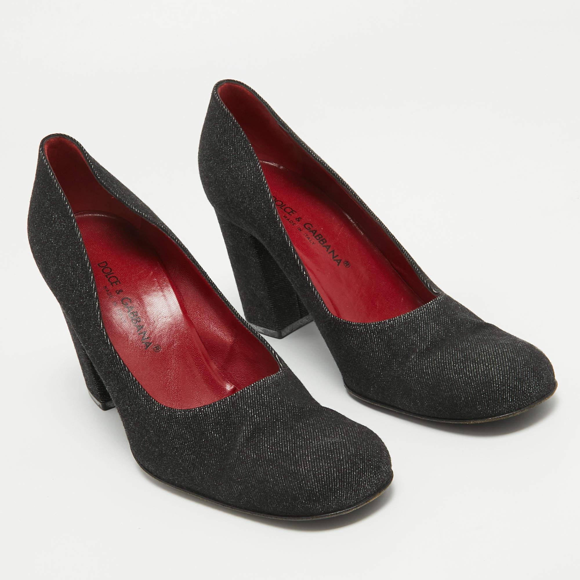 Women's Dolce & Gabbana Black Denim Pumps Size 38 For Sale