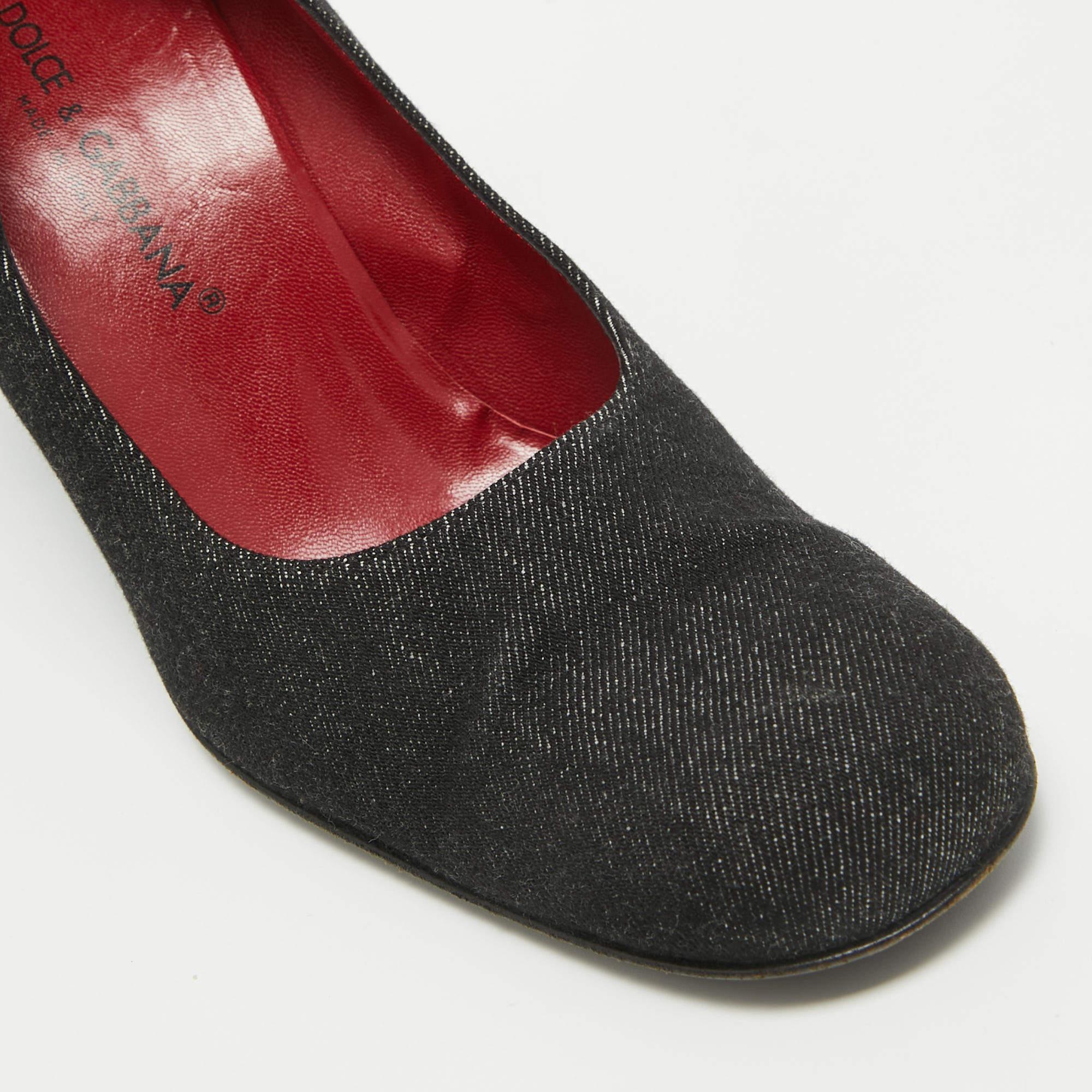Dolce & Gabbana Black Denim Pumps Size 38 For Sale 4