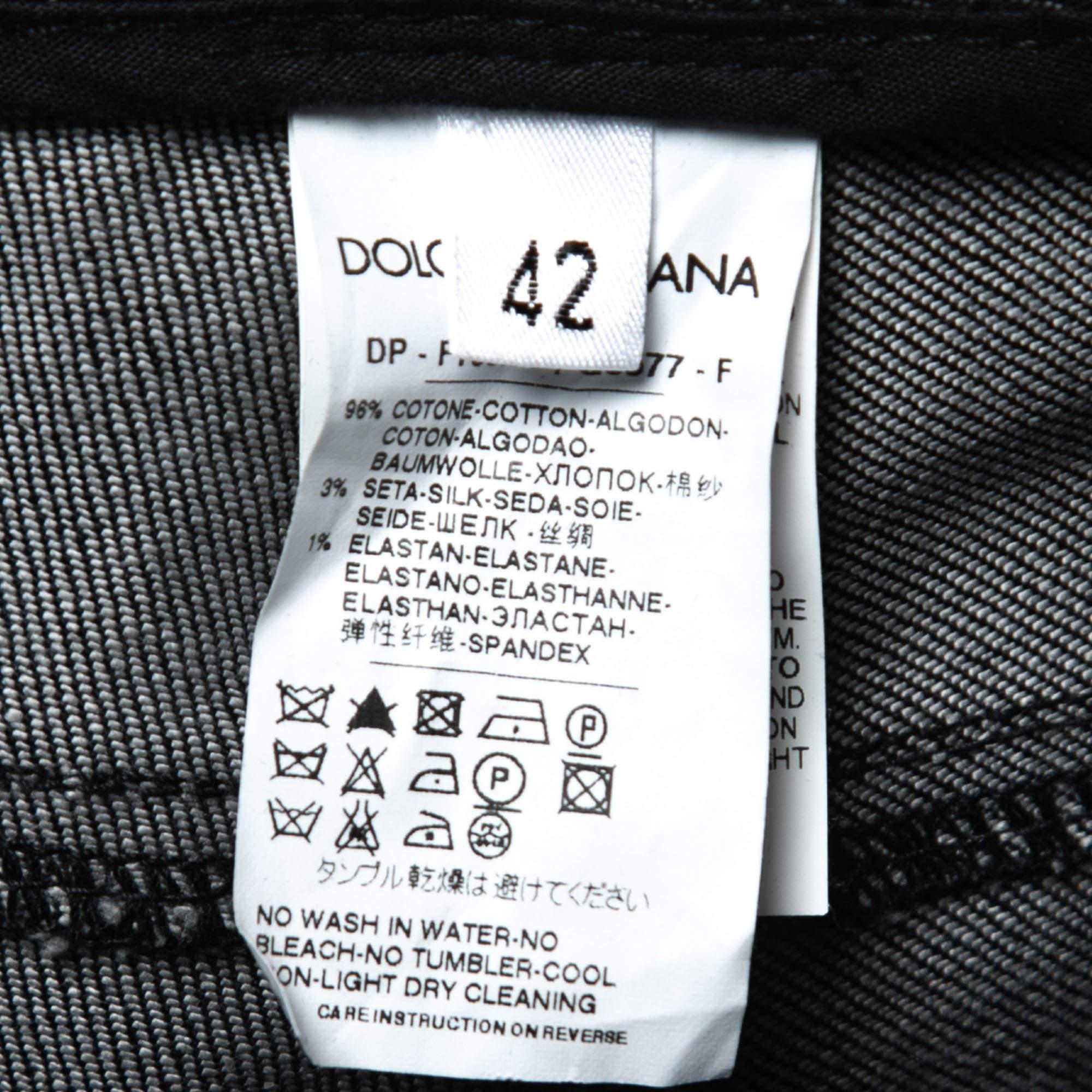 Dolce & Gabbana Black Denim Satin Stripe Detail Jeans M Waist 27