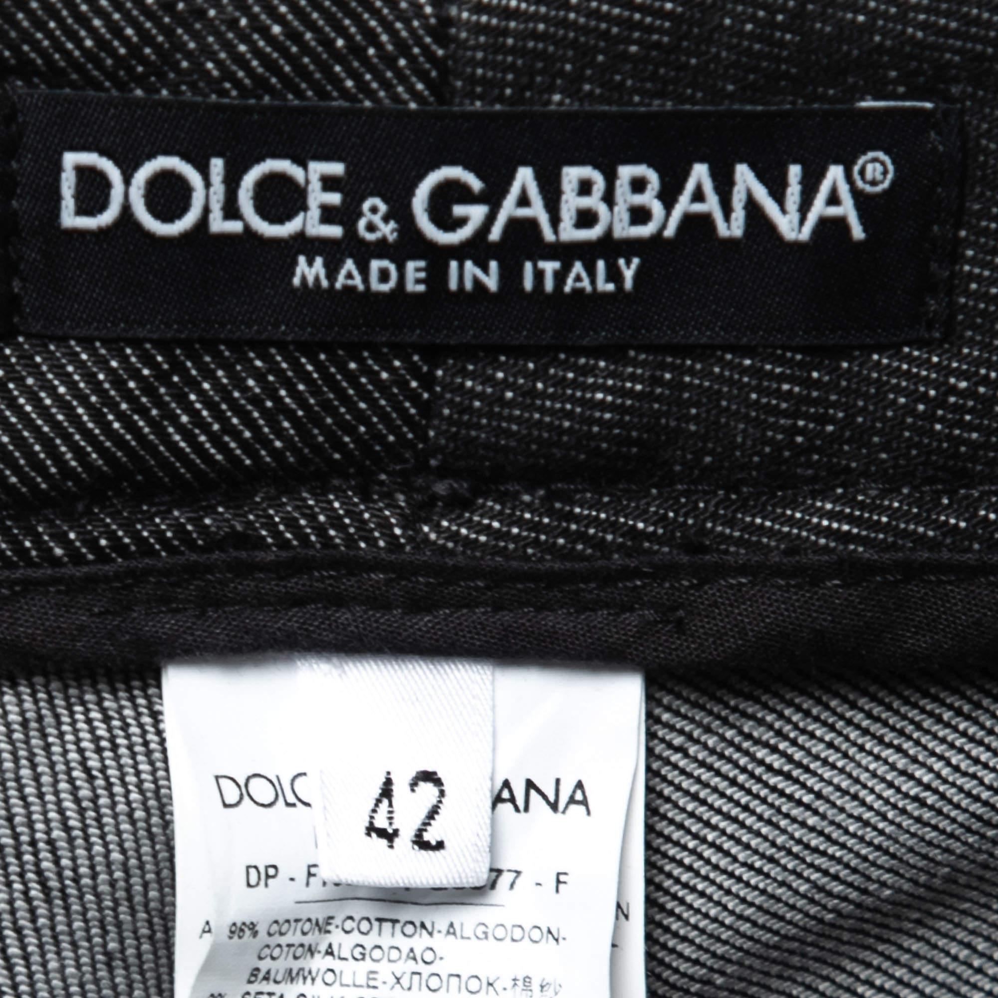 Women's Dolce & Gabbana Black Denim Satin Stripe Detail Jeans M Waist 27