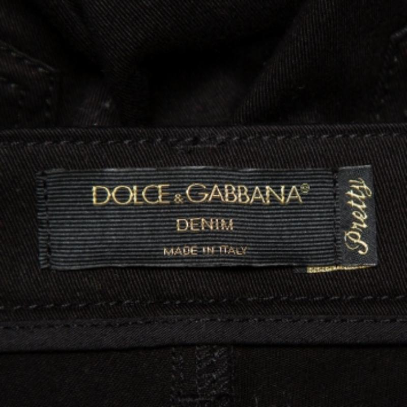 Dolce & Gabbana Black Denim Zip Detail Pretty Skinny Jeans M In Excellent Condition For Sale In Dubai, Al Qouz 2