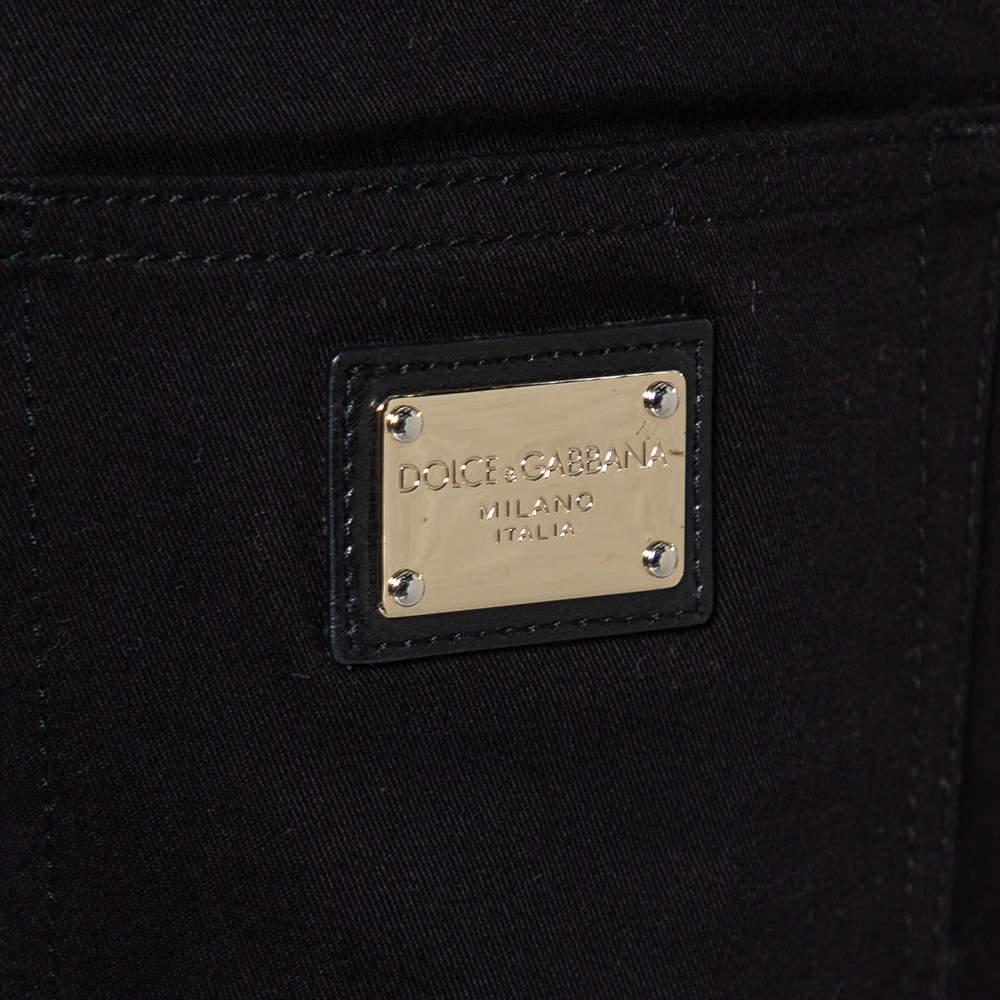 Dolce & Gabbana Black Denim Zip Detail Pretty Skinny Jeans M In Good Condition For Sale In Dubai, Al Qouz 2