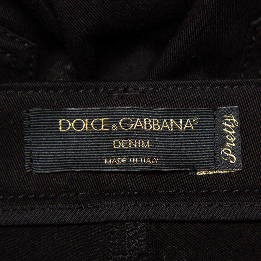 Women's Dolce & Gabbana Black Denim Zip Detail Pretty Skinny Jeans M For Sale