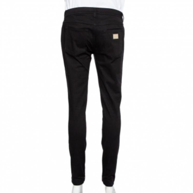 Dolce & Gabbana Black Denim Zip Detail Pretty Skinny Jeans M For Sale 3