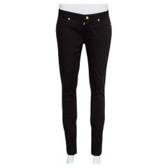 Dolce & Gabbana Schwarze Skinny Jeans aus Denim mit Reißverschlussdetails aus Denim M