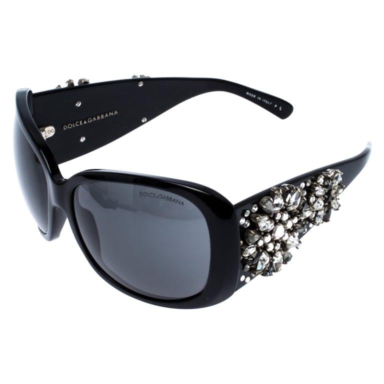 Dolce & Gabbana Black DG 4040-G Crystal Embellished Oversize Sunglasses