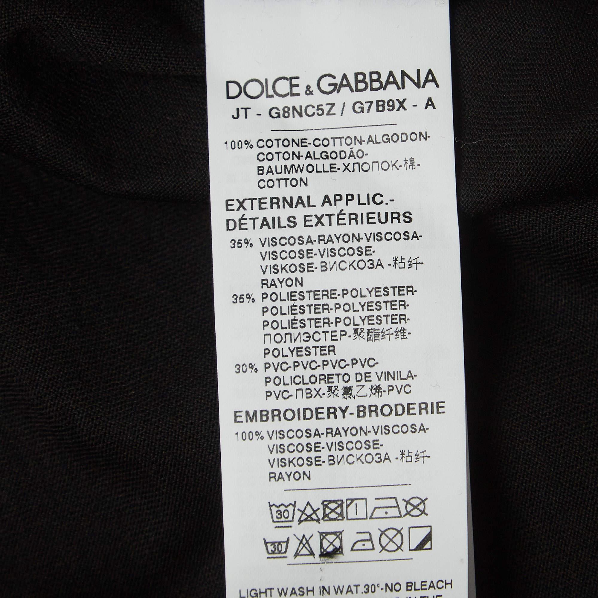 Dolce & Gabbana Black DG Embroidered Cotton Crew Neck T-Shirt XXXL In New Condition In Dubai, Al Qouz 2