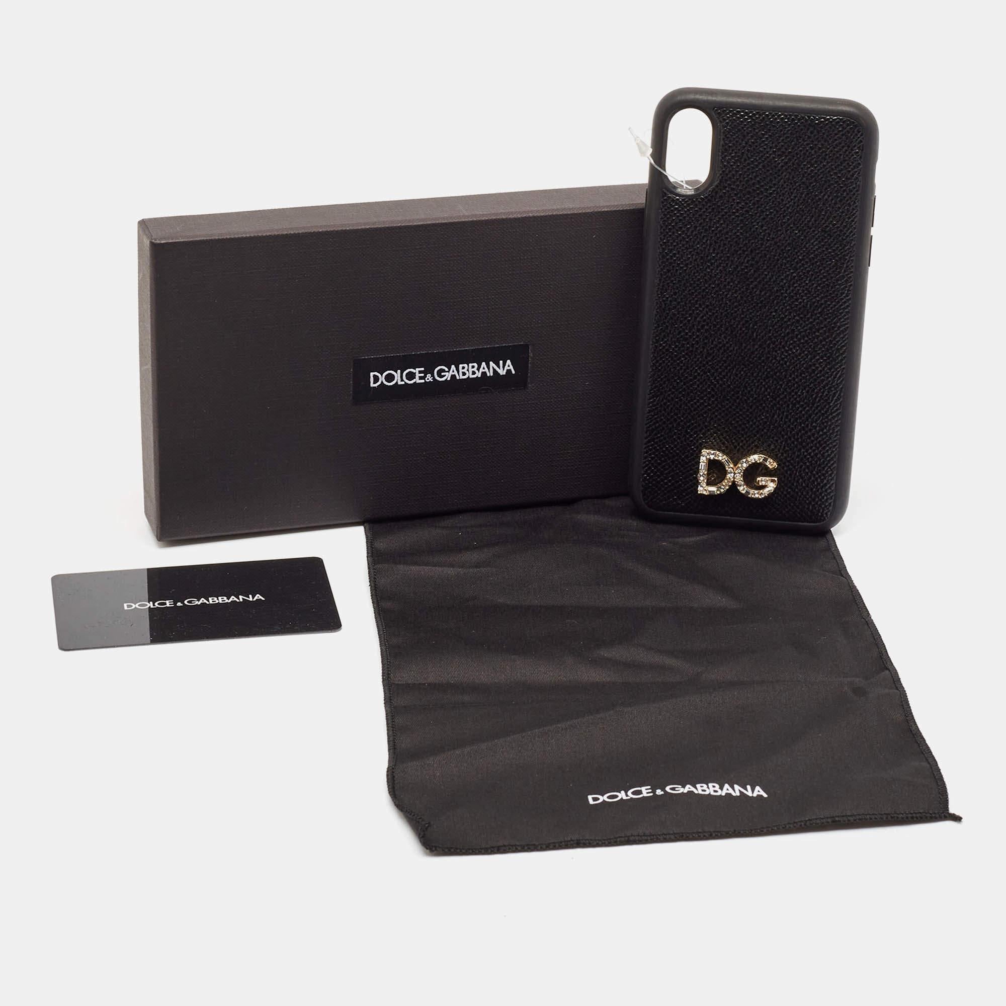 Women's Dolce & Gabbana Black DG Logo Crystals iPhone X Case For Sale