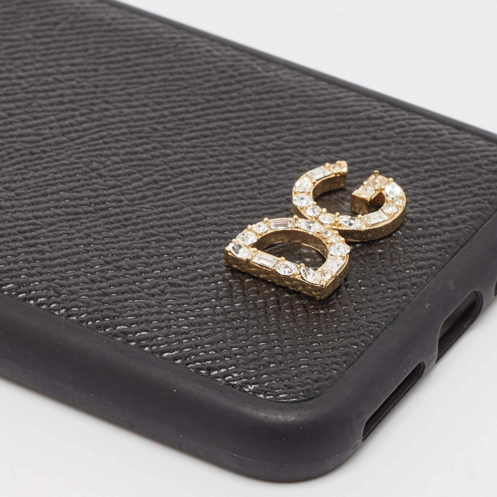 Dolce & Gabbana Black DG Logo Crystals iPhone X Case For Sale 3