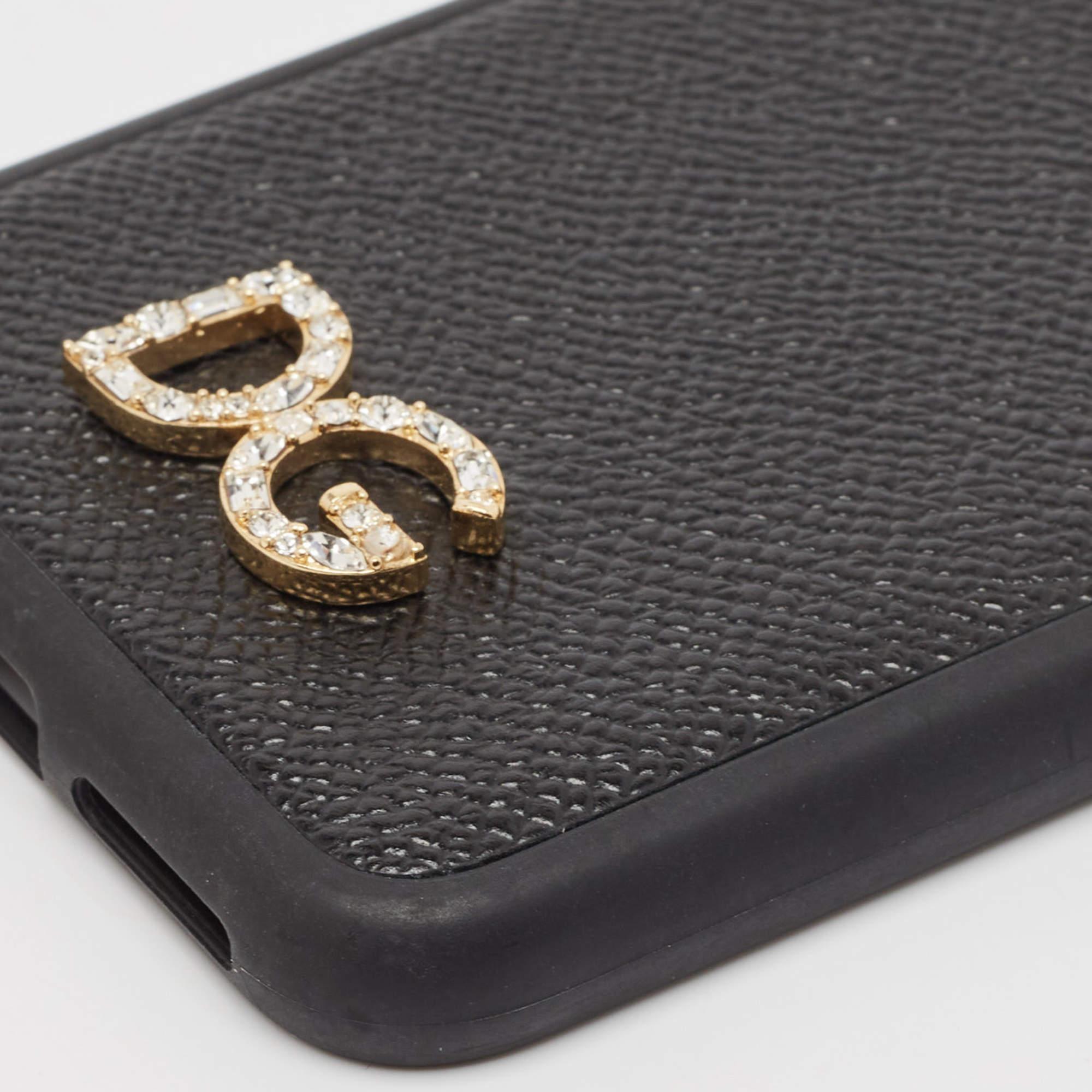 Dolce & Gabbana Black DG Logo Crystals iPhone X Case For Sale 4