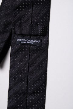 Dolce & Gabbana, black diagonal striped tie with dots