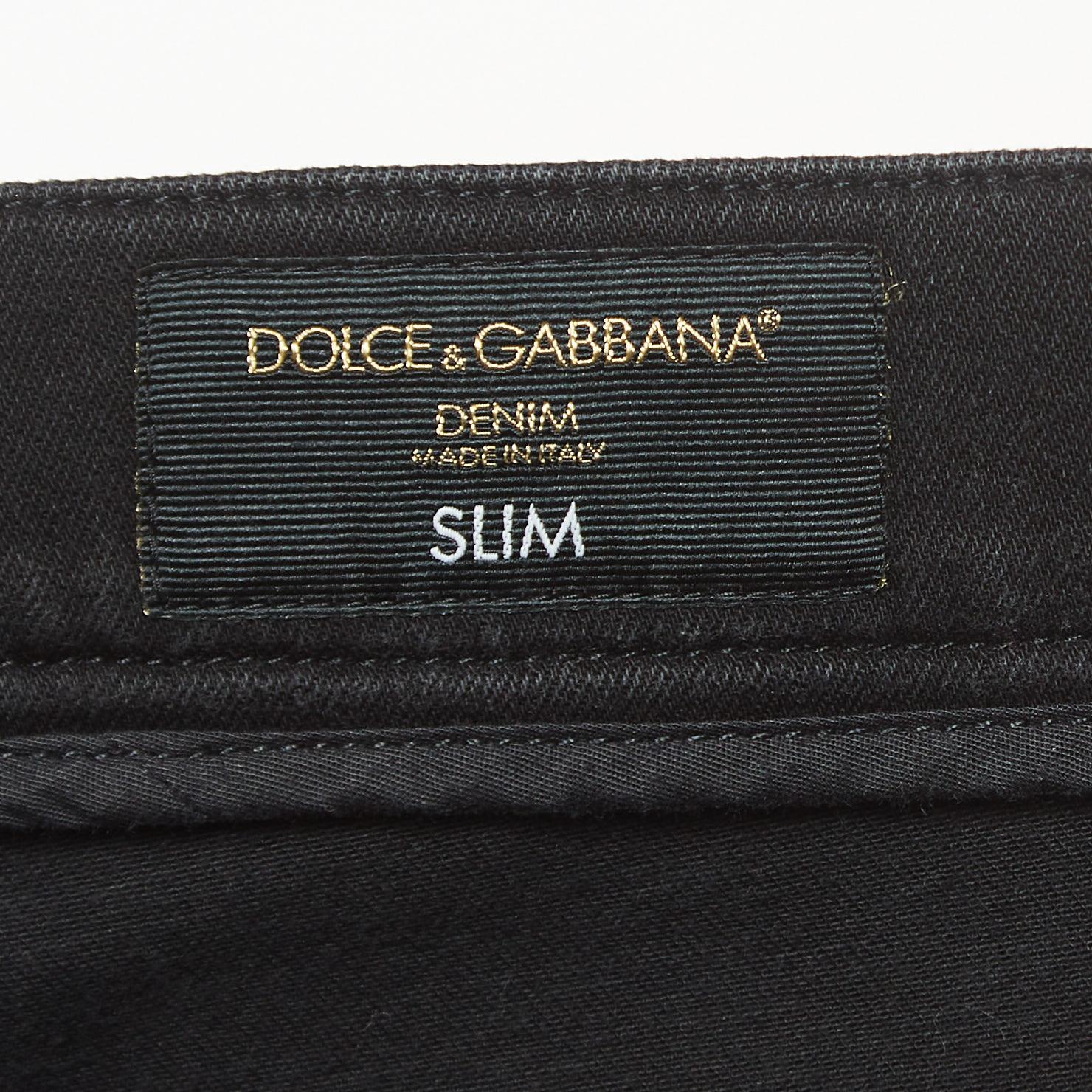 Dolce & Gabbana Black Distressed Denim Slim Fit Jeans XL Waist 34