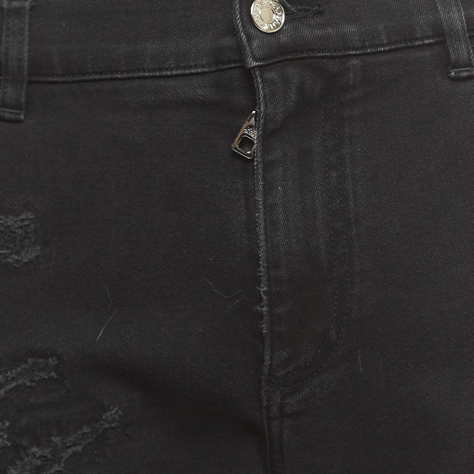 Dolce & Gabbana Black Distressed Denim Slim Fit Jeans XL Waist 34