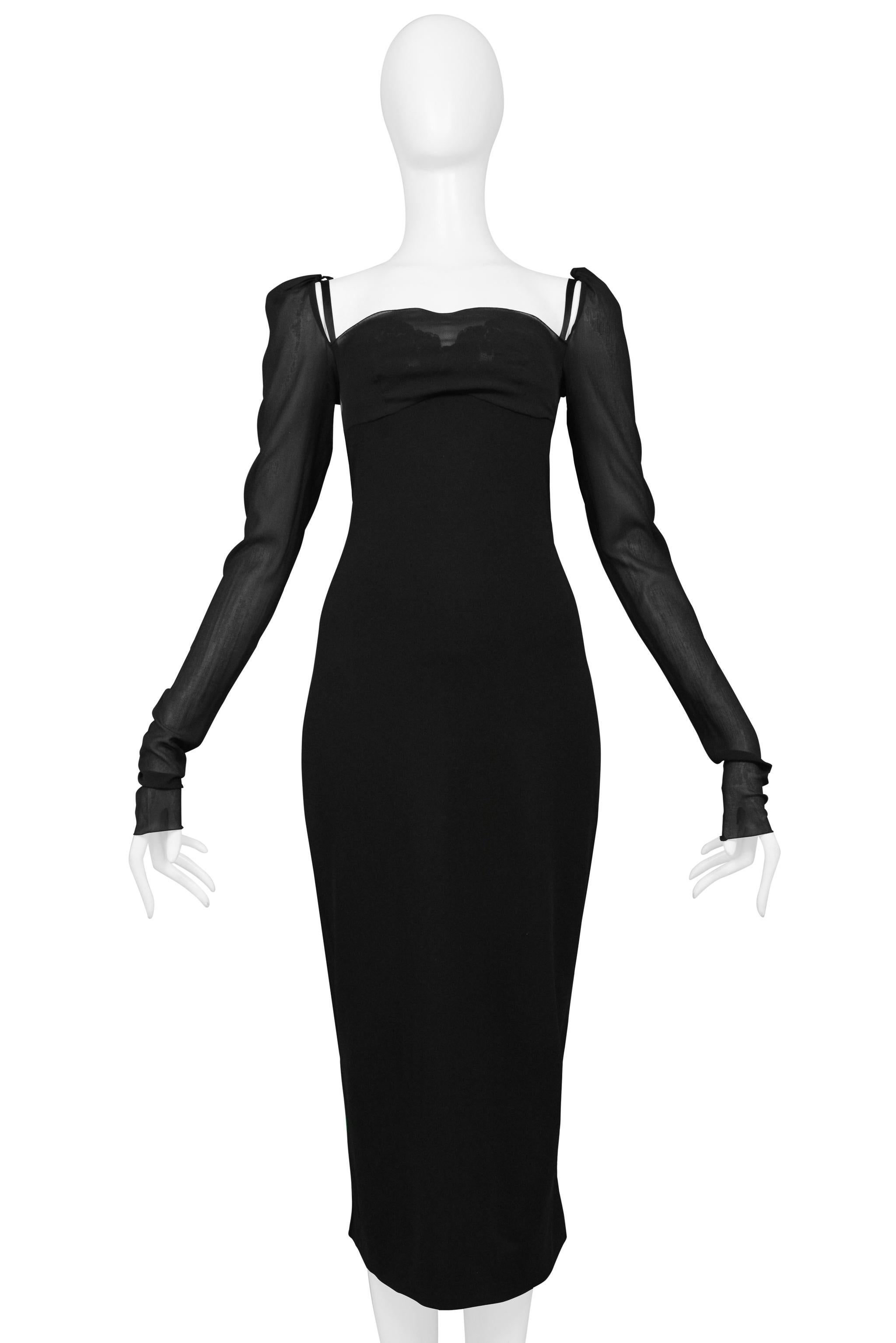 Dolce & Gabbana Black Dress With Attached Bra And Sheer Sleeves In Excellent Condition In Los Angeles, CA