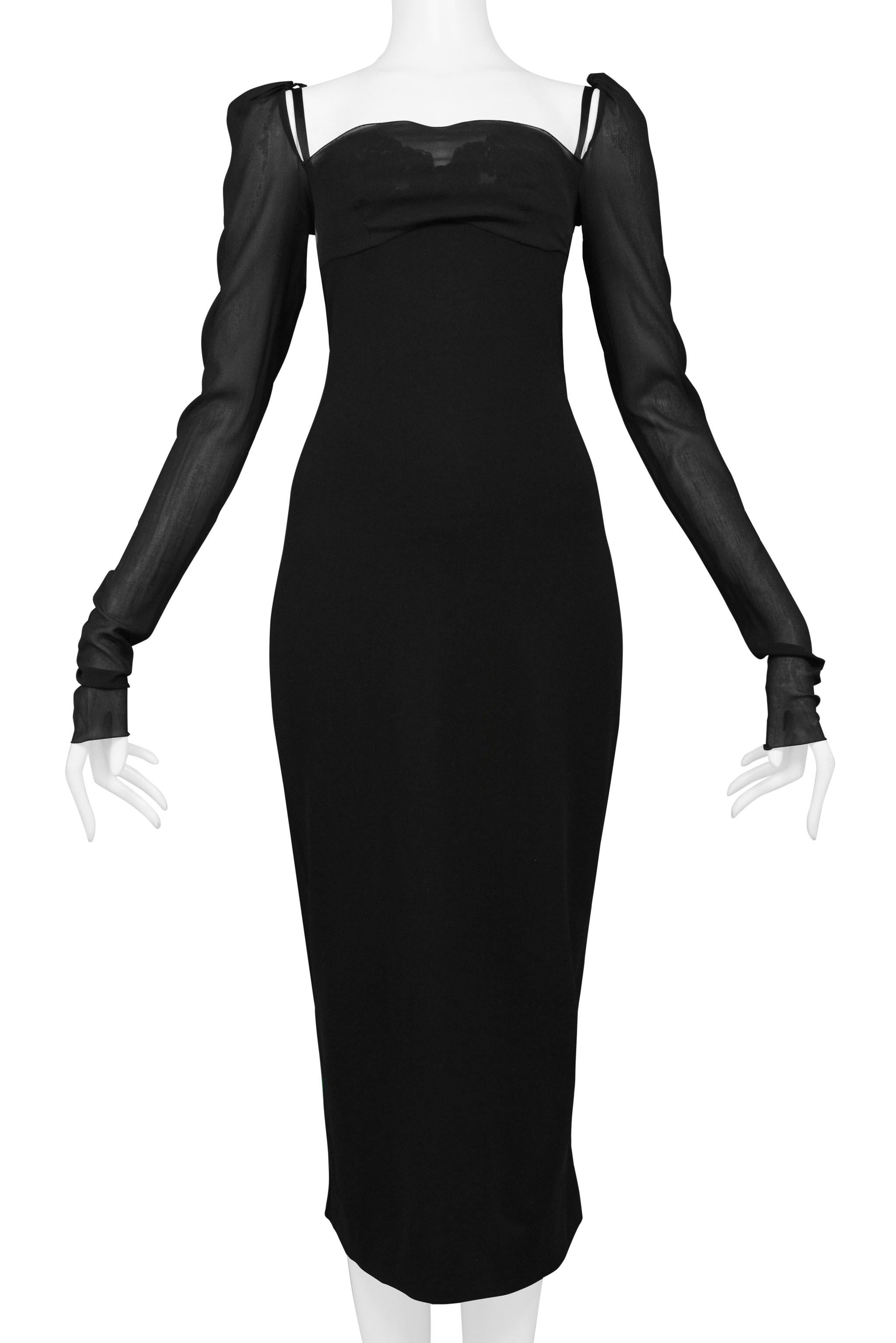Women's Dolce & Gabbana Black Dress With Attached Bra And Sheer Sleeves