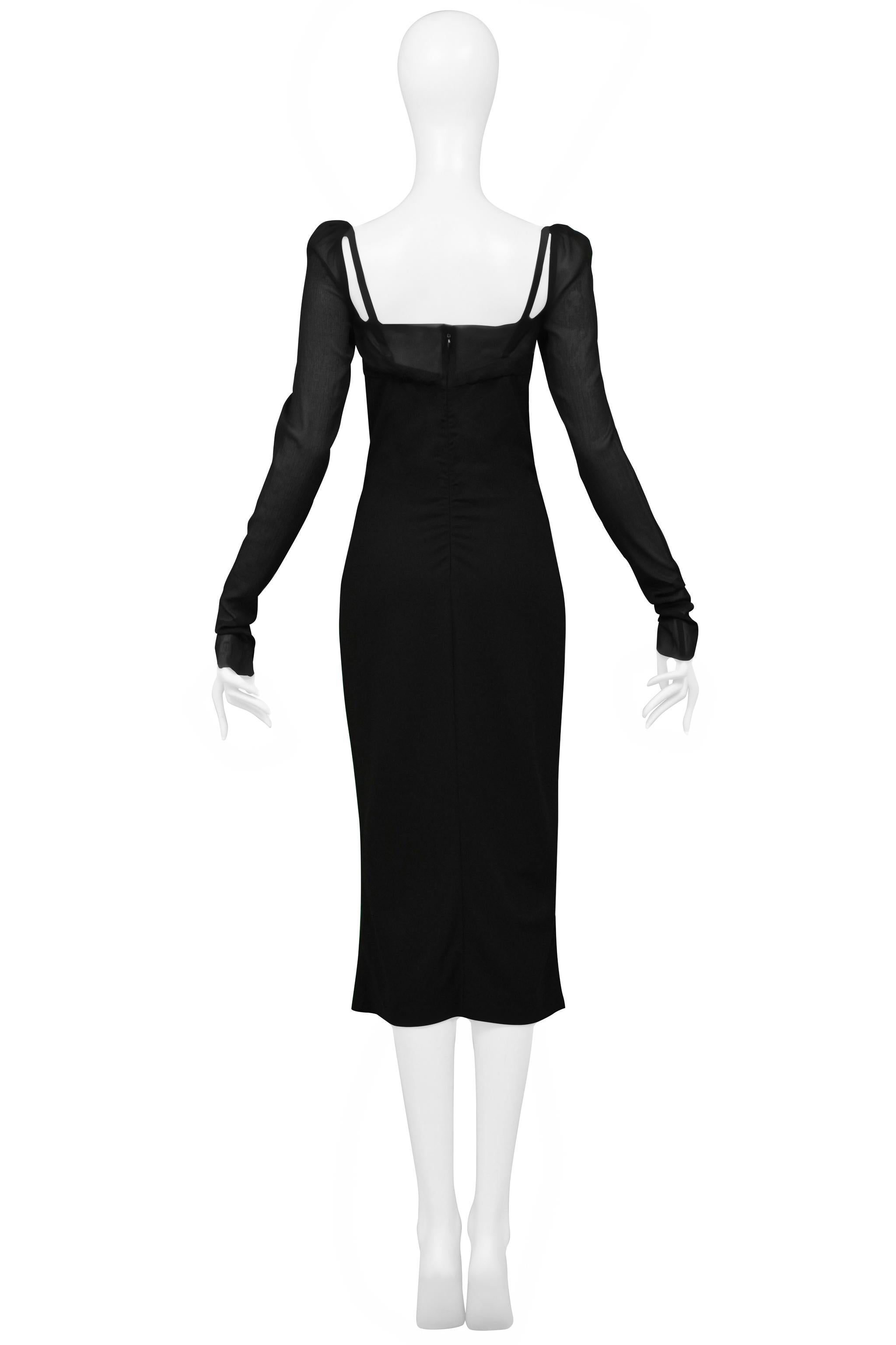 Dolce & Gabbana Black Dress With Attached Bra And Sheer Sleeves 3