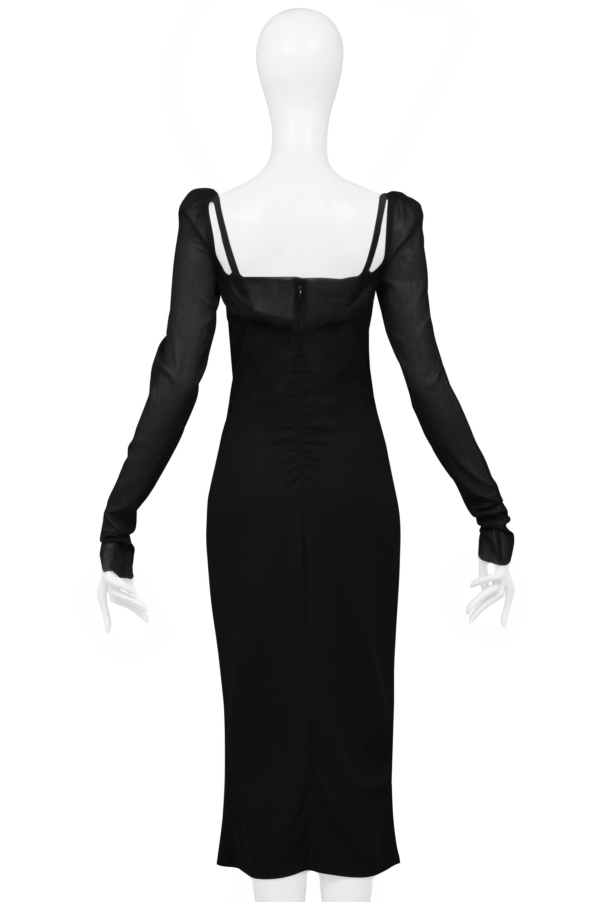 Dolce & Gabbana Black Dress With Attached Bra And Sheer Sleeves 4