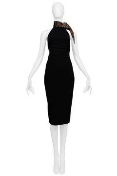 Dolce & Gabbana Black Dress With Leopard Scarf