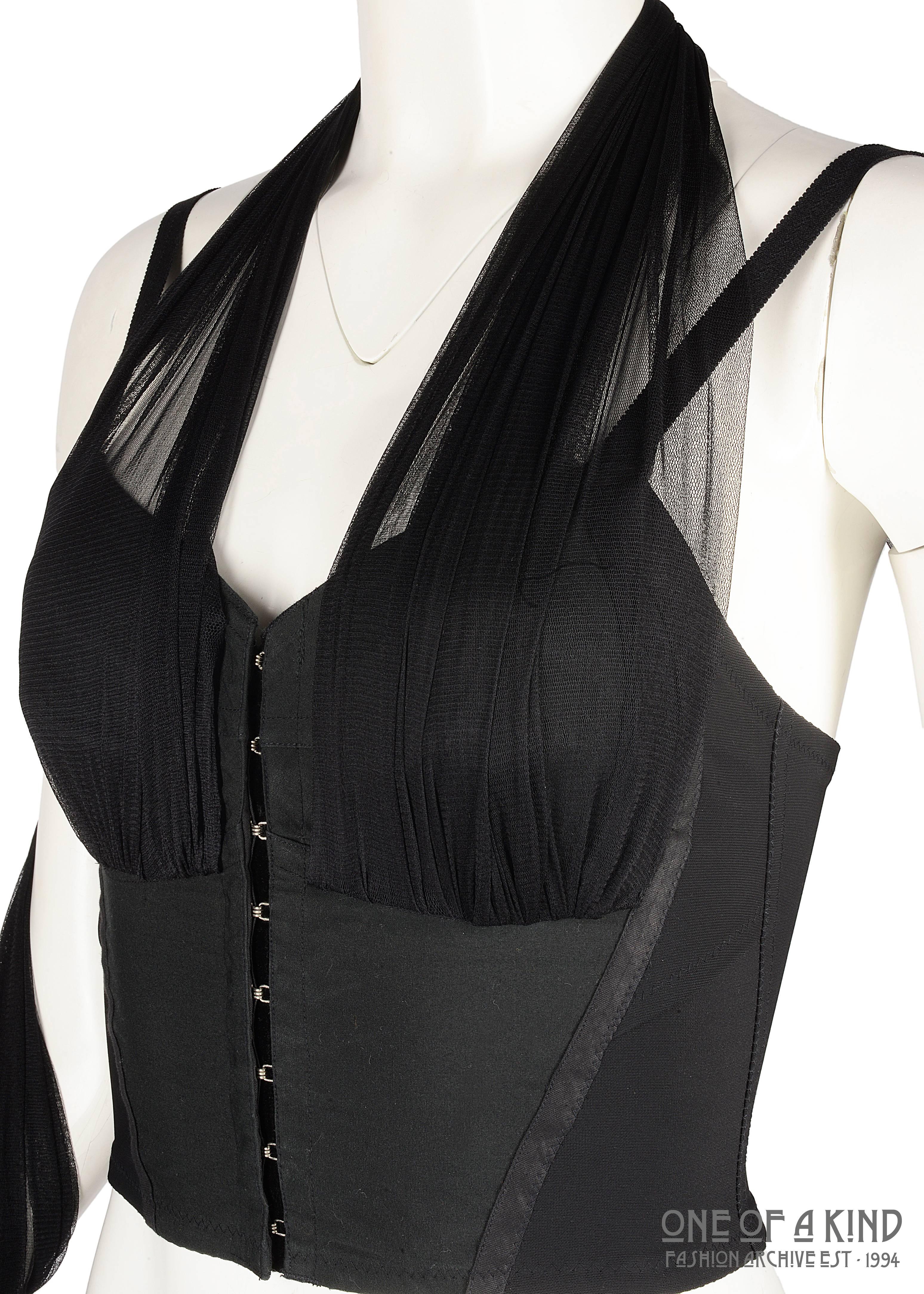 Black Dolce Gabbana black elastane nylon bustier vest