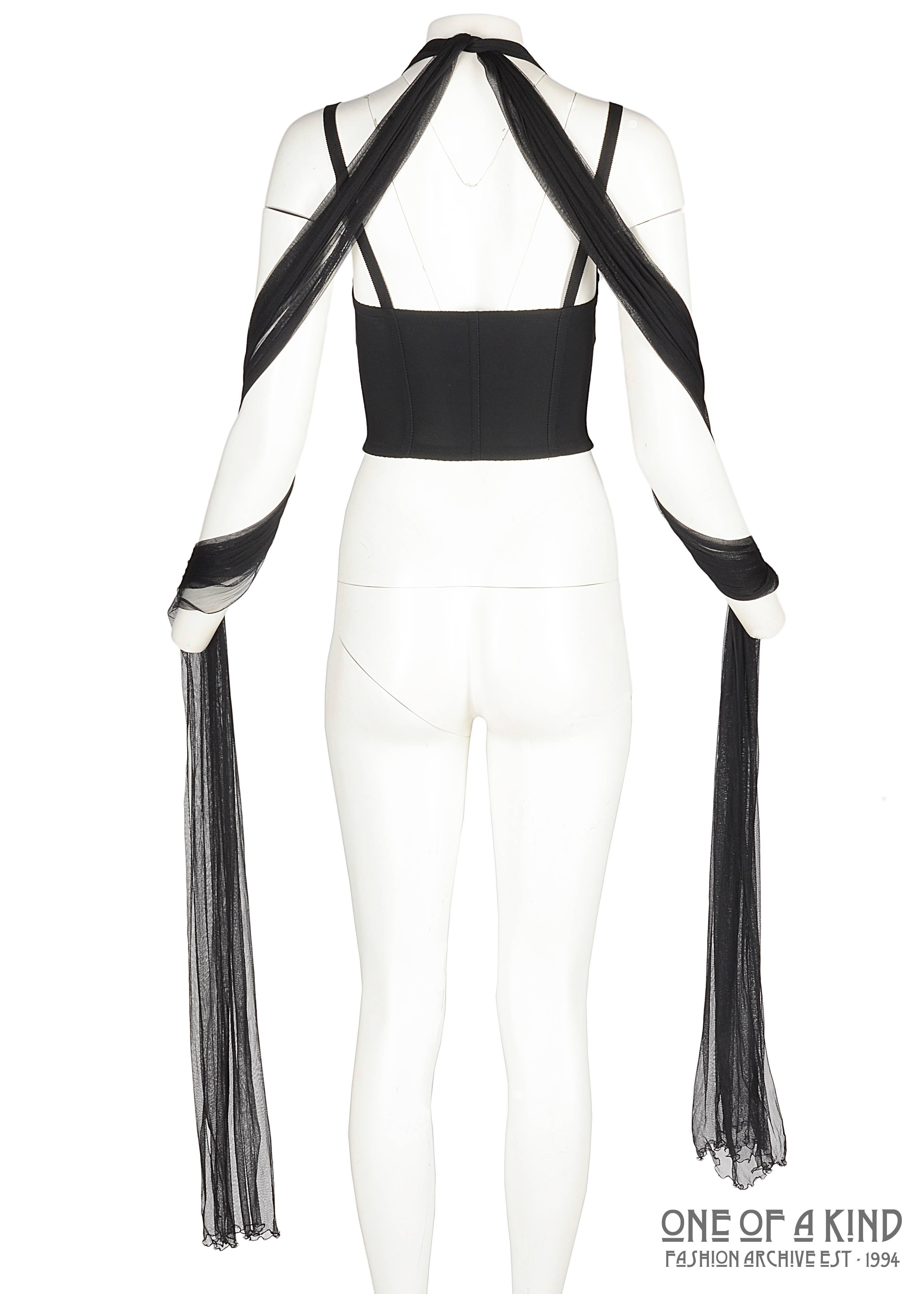 Women's Dolce Gabbana black elastane nylon bustier vest