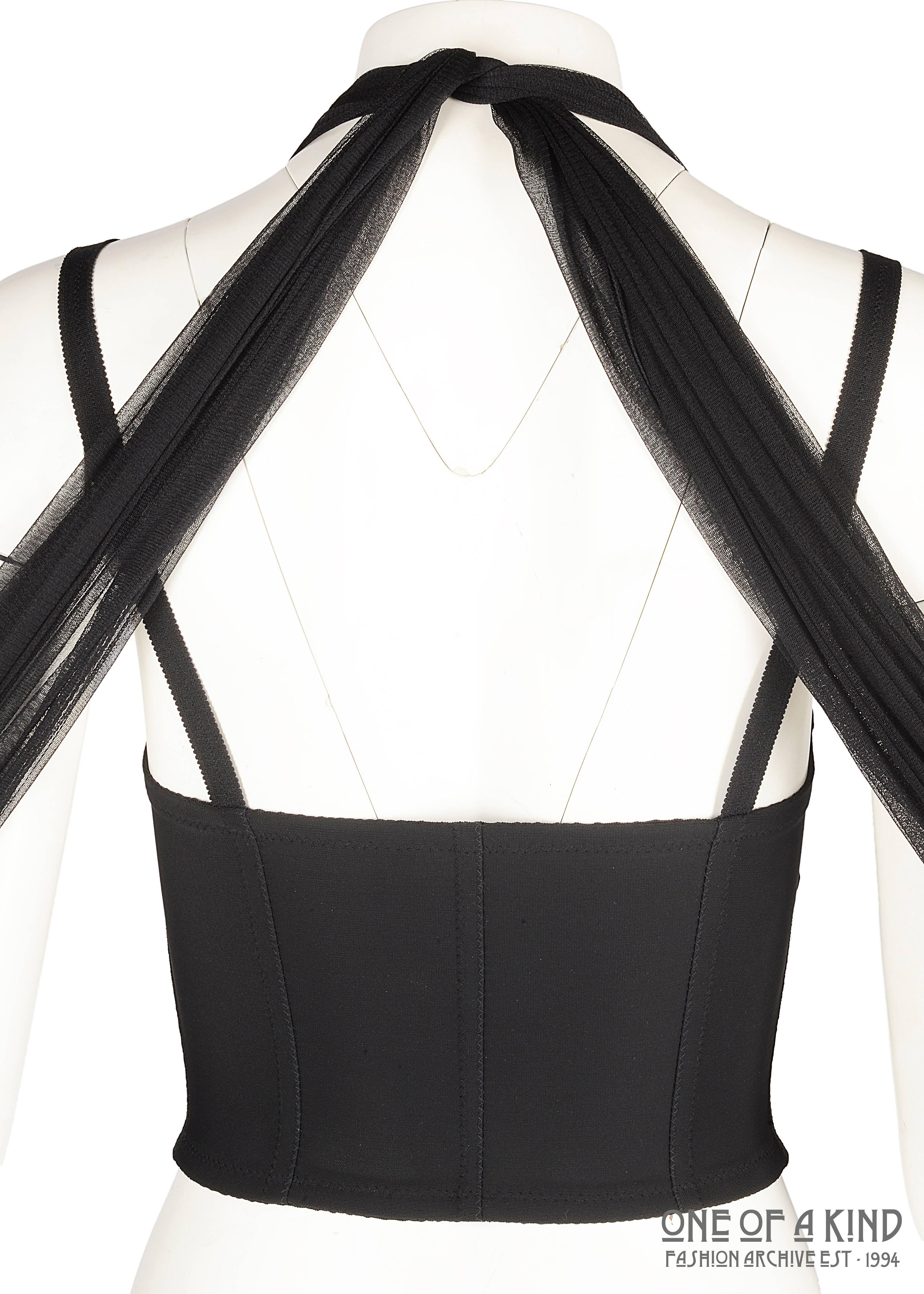 Dolce Gabbana black elastane nylon bustier vest 1