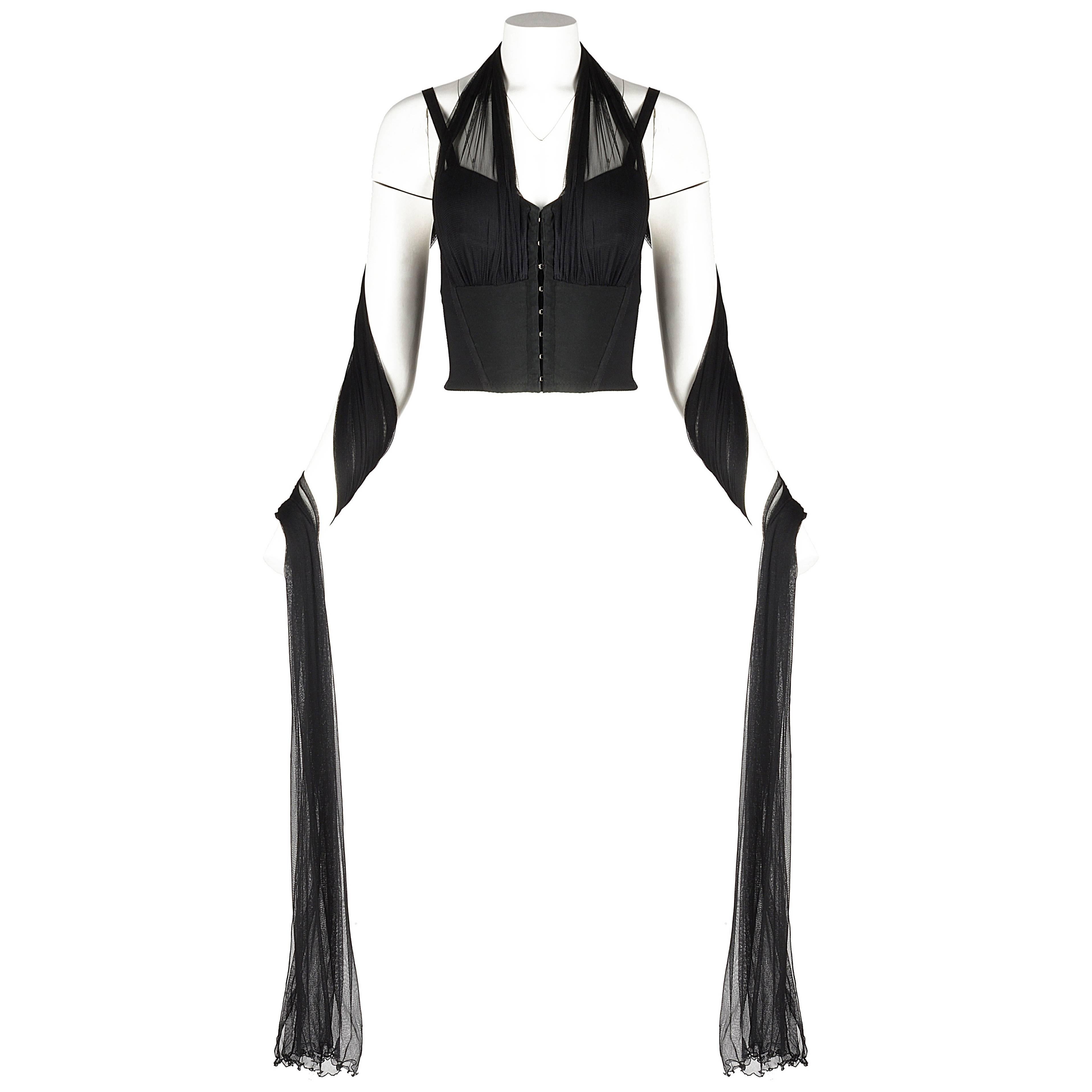 Dolce Gabbana black elastane nylon bustier vest