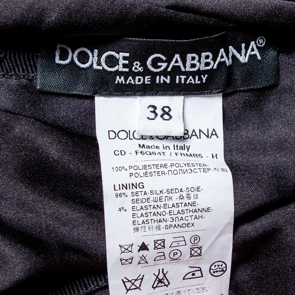 Dolce & Gabbana Black Embellished Tulle Ruched Strapless Midi Dress S In Good Condition In Dubai, Al Qouz 2