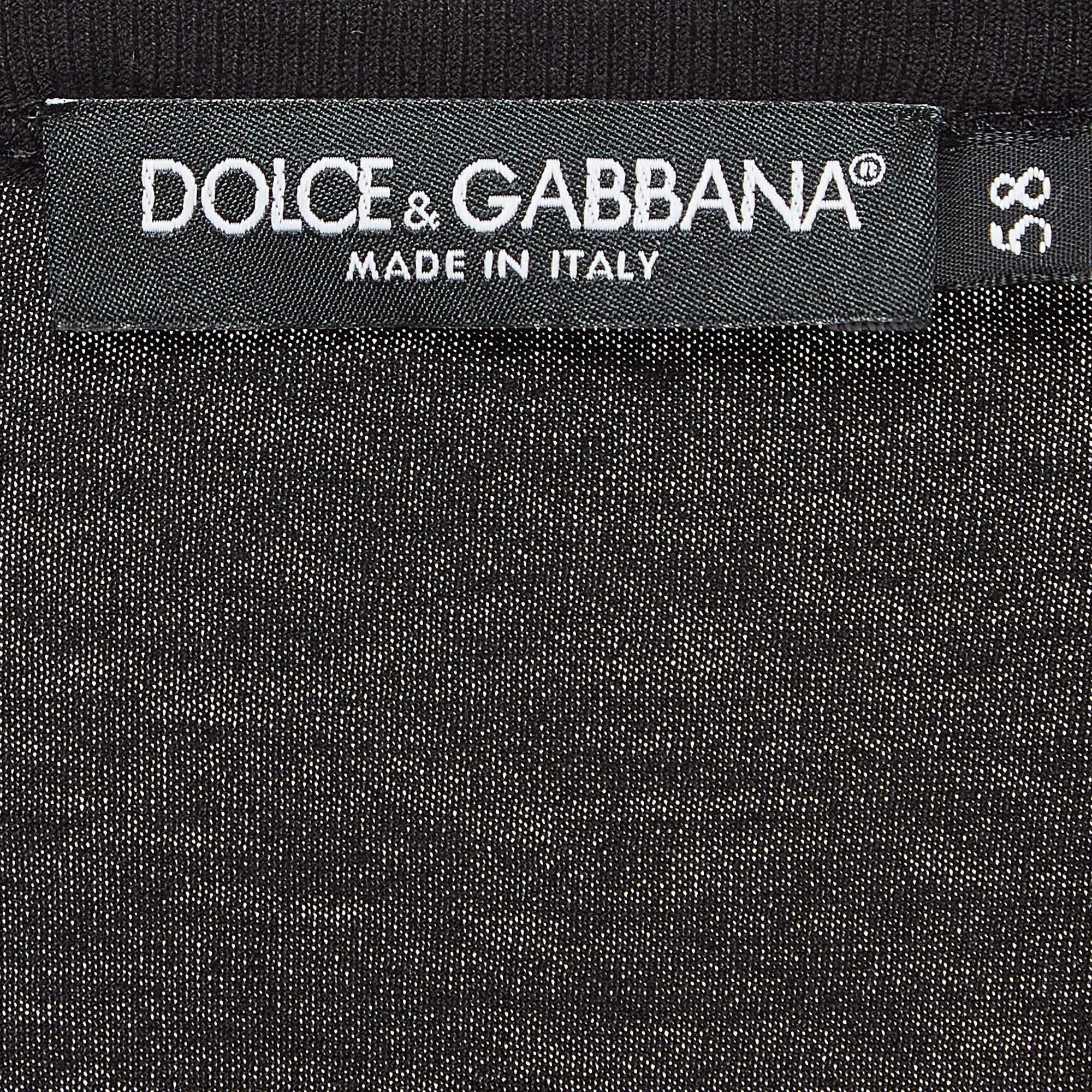 Men's Dolce & Gabbana Black Embroidered Cotton Knit Crew Neck T-Shirt 4XL For Sale