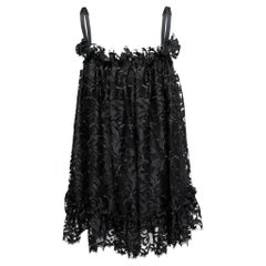Dolce & Gabbana Black Embroidered Tulle Ruffled Sleeveless Dress S
