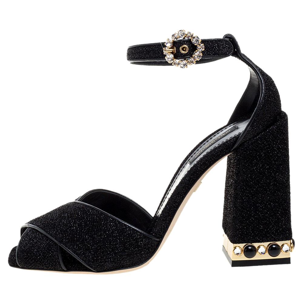 Dolce and Gabbana Black Fabric Crystal 