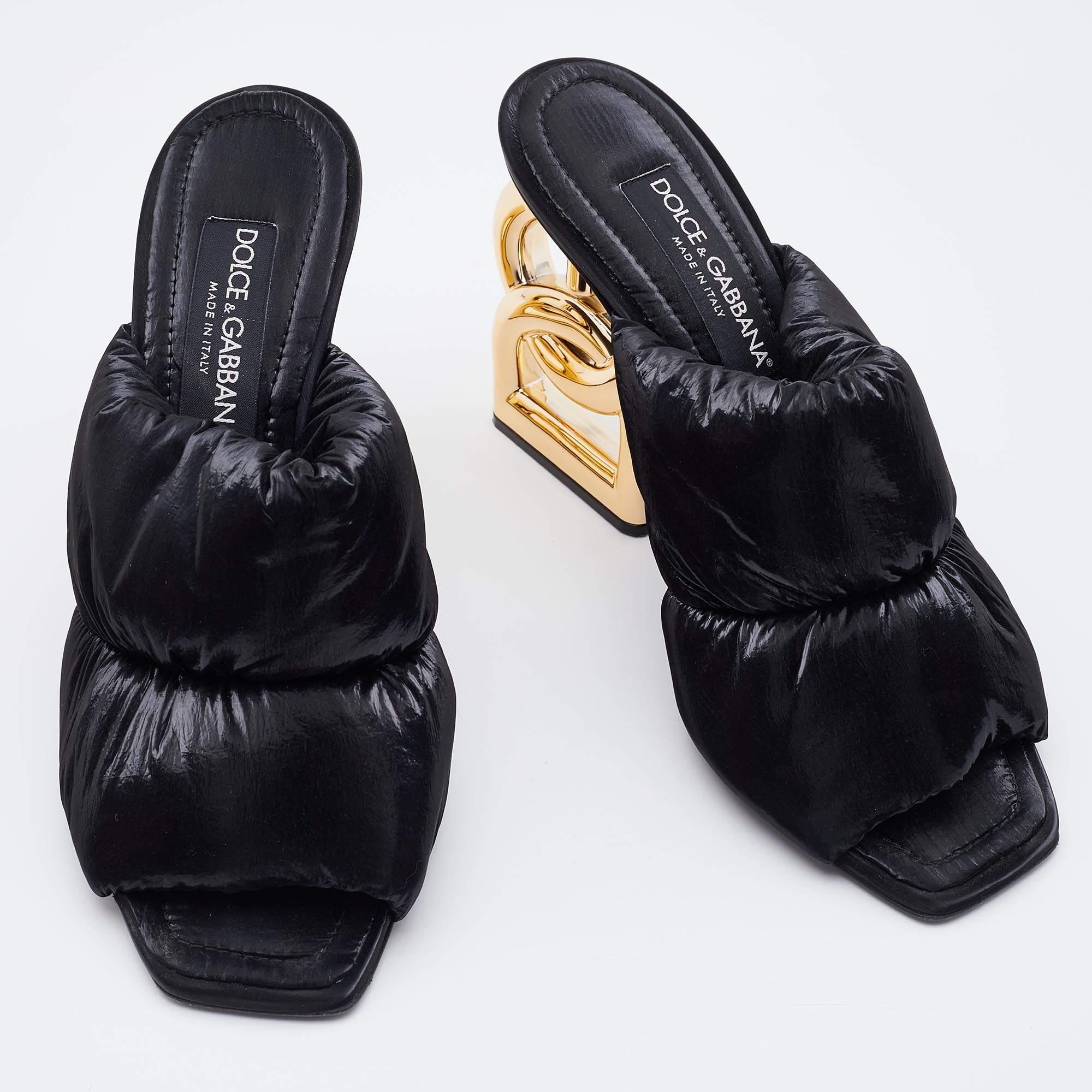 Dolce & Gabbana Black Fabric DG Heel Mules Size 41 1