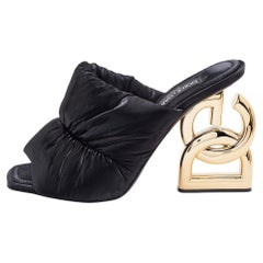 Dolce & Gabbana Black Fabric DG Heel Mules Size 41
