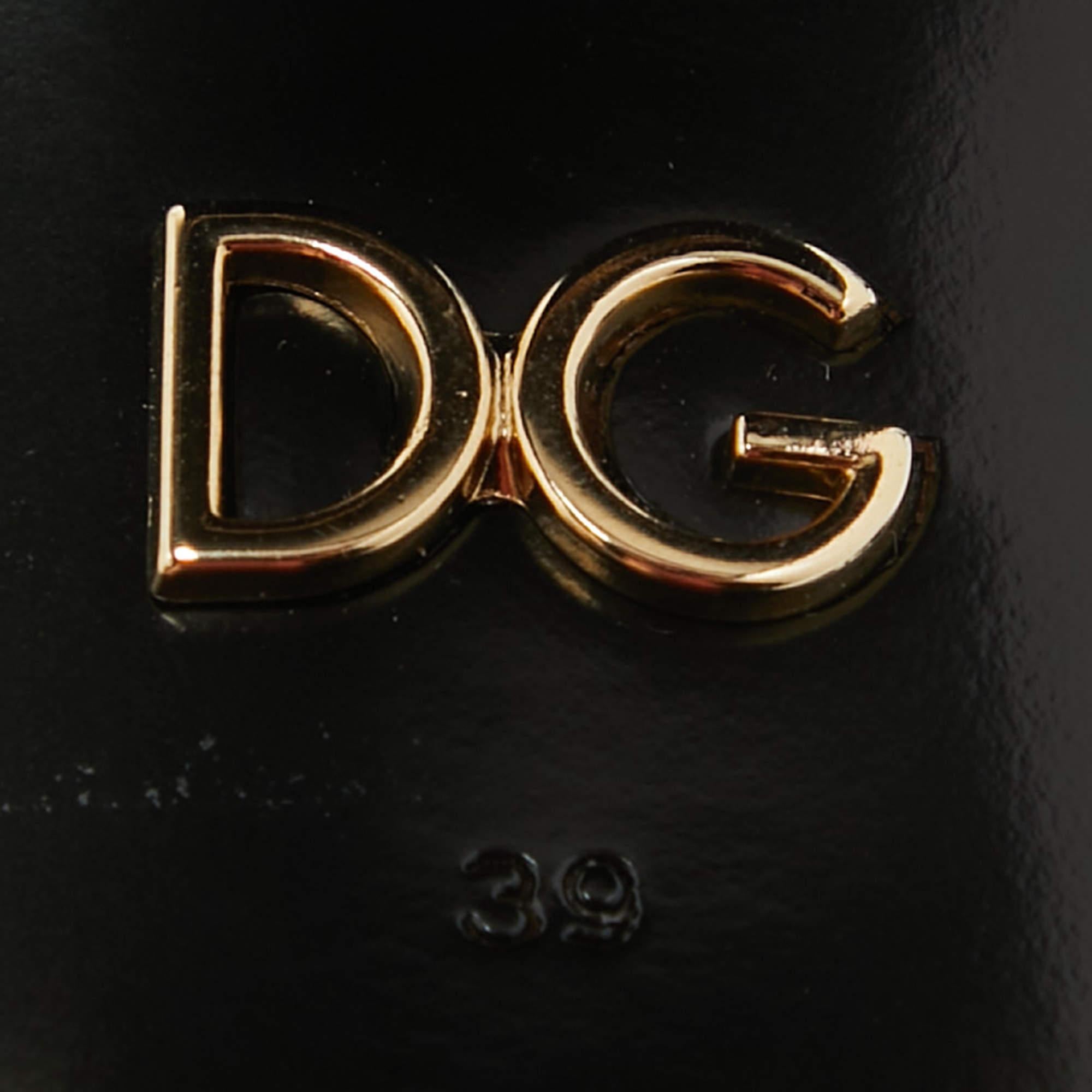 Dolce & Gabbana Black Fabric Mirror Belluci Platform Sandals Size 39 For Sale 3