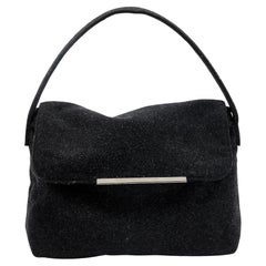 Dolce & Gabbana Black Felt Flap Shoulder Bag