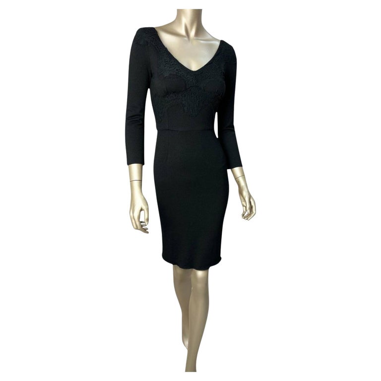 Dolce and Gabbana Black Fitted Lace Dress Sz.40 For Sale at 1stDibs